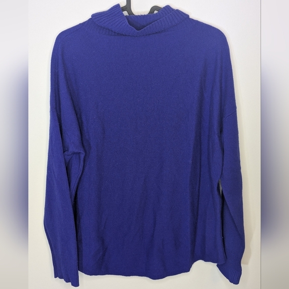 Eileen Fisher Wool Cowlneck Sweater Lightweight- Cobalt Blue, size SM - Picture 5 of 5